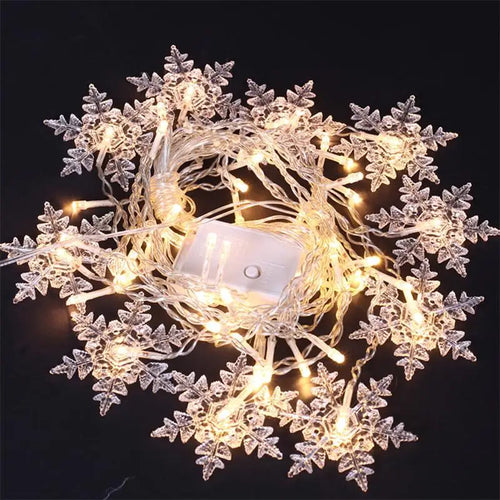 guirlande lumineuse led flocons de neige pour décorations de fête et Noël - vue 6 sur 12