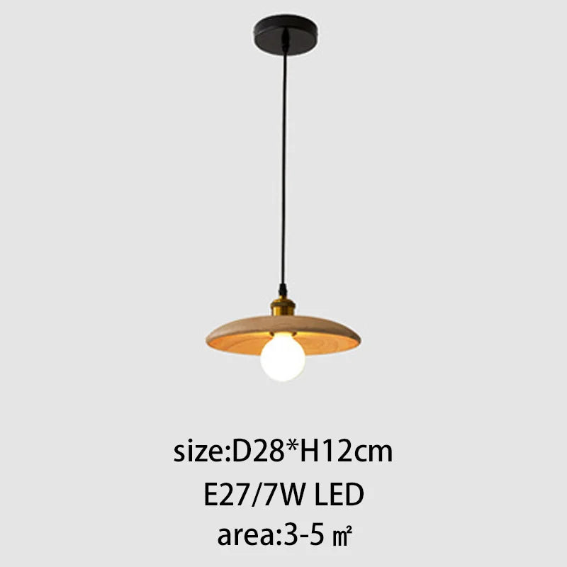 lustre moderne minimaliste en bois massif suspendu - vue 8 sur 9