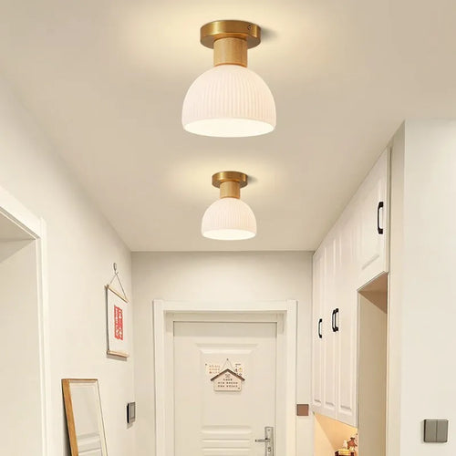 Nordique LED plafonnier en bois noyer luminaire salon allée couloir étude chambre lampes intérieur décor éclairage lampes Lustre - vue 5 sur 16
