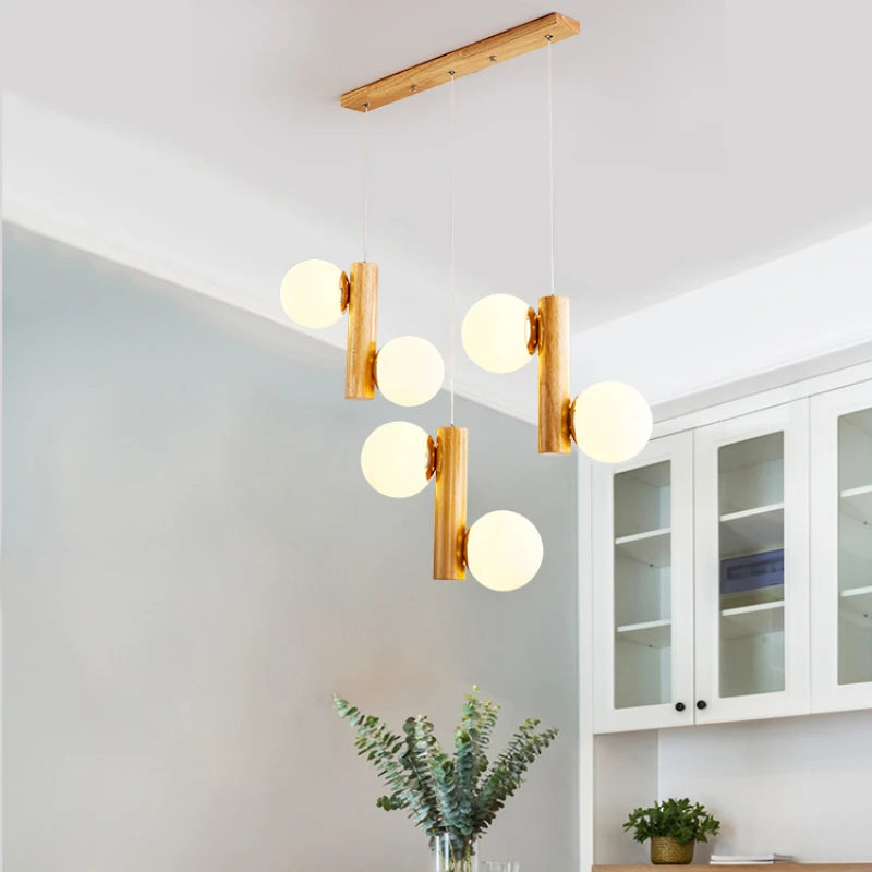 suspension en bois et verre pour restaurant moderne et créatif - vue 1 sur 10