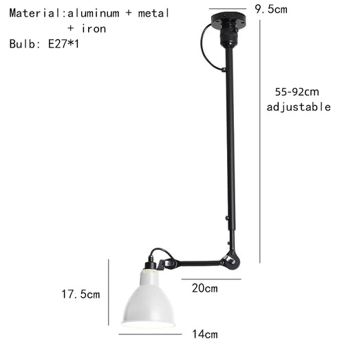 lustre rétro style américain avec abat-jour réglable pour éclairage de lecture - vue 15 sur 21