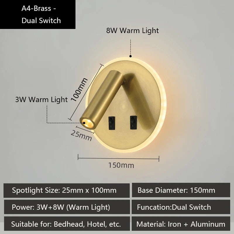 applique murale moderne avec ports usb et lampes de lecture réglables - vue 14 sur 16
