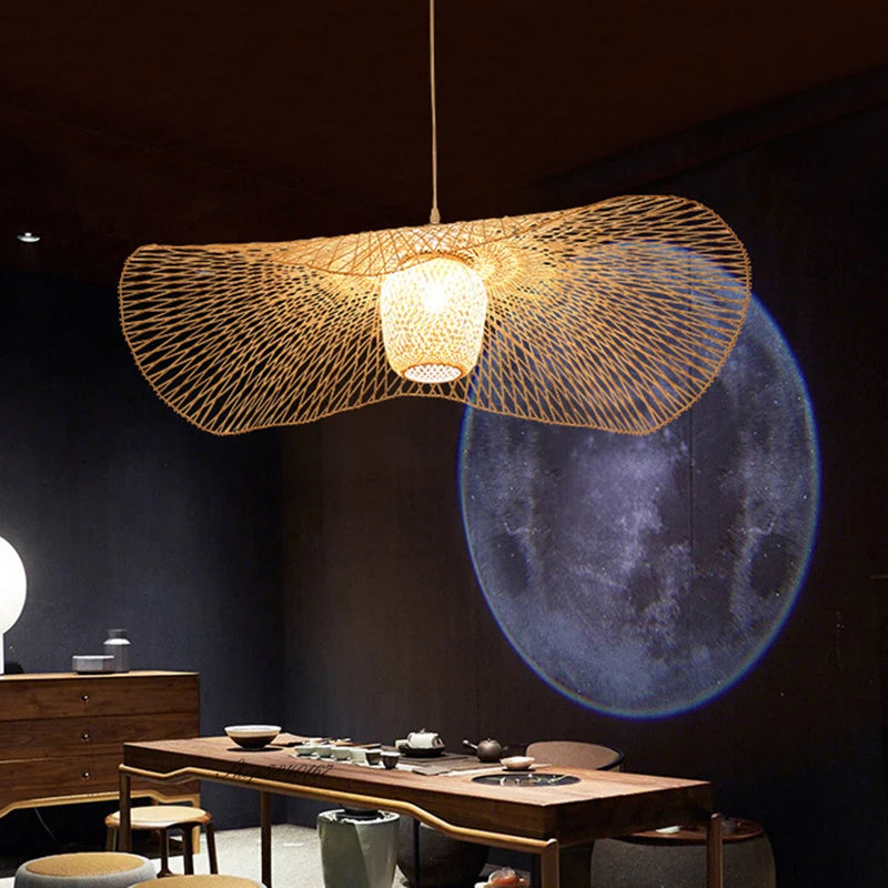 suspension en bambou créative pour éclairage intérieur moderne - vue 2 sur 9