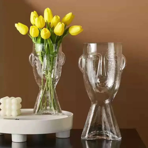 vase en verre visage humain abstrait pour fleurs décoratives modernes - vue 5 sur 9