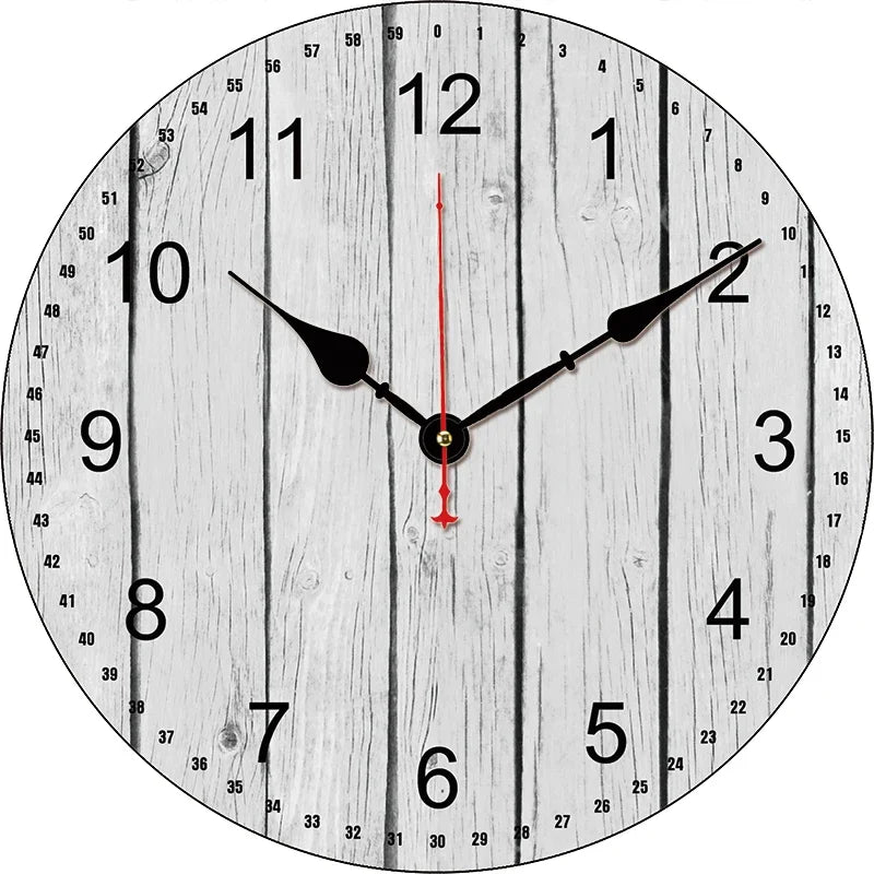 horloge murale vintage en bois décorative et silencieuse