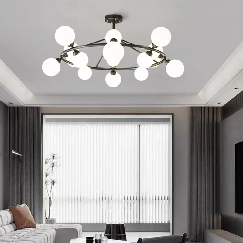 lustre moderne en acrylique et laiton noir doré pour éclairage intérieur - vue 2 sur 12