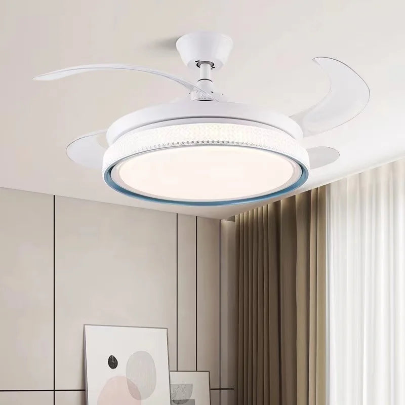 ventilateur de plafond moderne led intelligent avec 4 pales rétractables - vue 5 sur 18