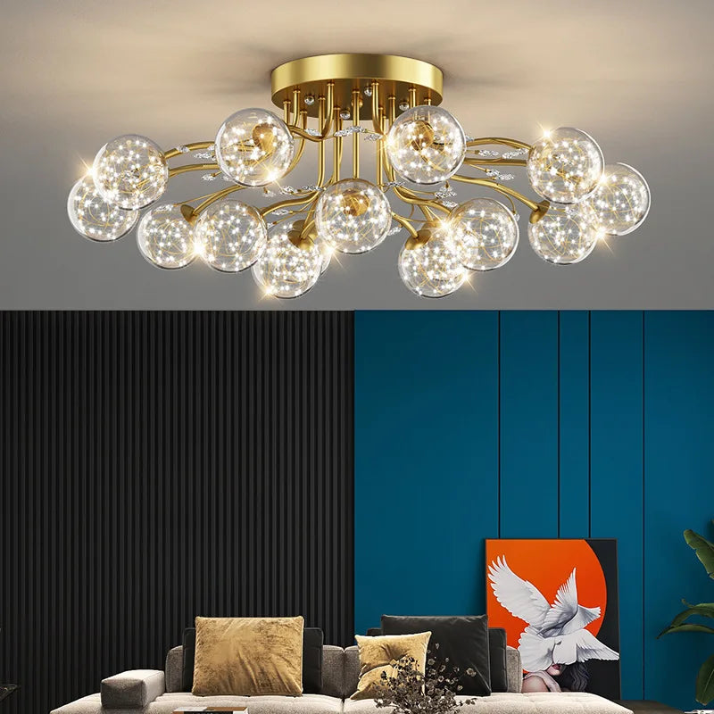 lustre à led en verre bulles design moderne et élégant - vue 3 sur 18