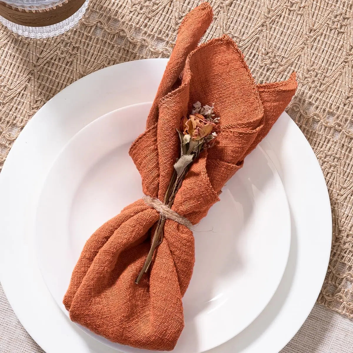 Serviette de table gaze coton style pastoral lot - vue 6 sur 6