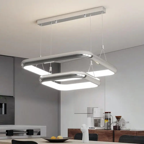 lustre moderne led suspension carrée perle pour maison - vue 2 sur 12