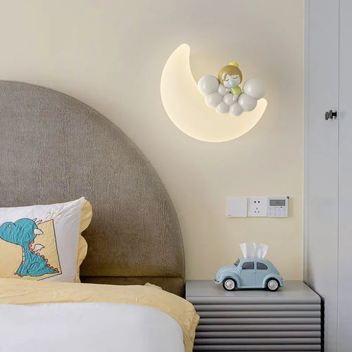 applique murale romantique lune ange ours fille enfant - vue 4 sur 11