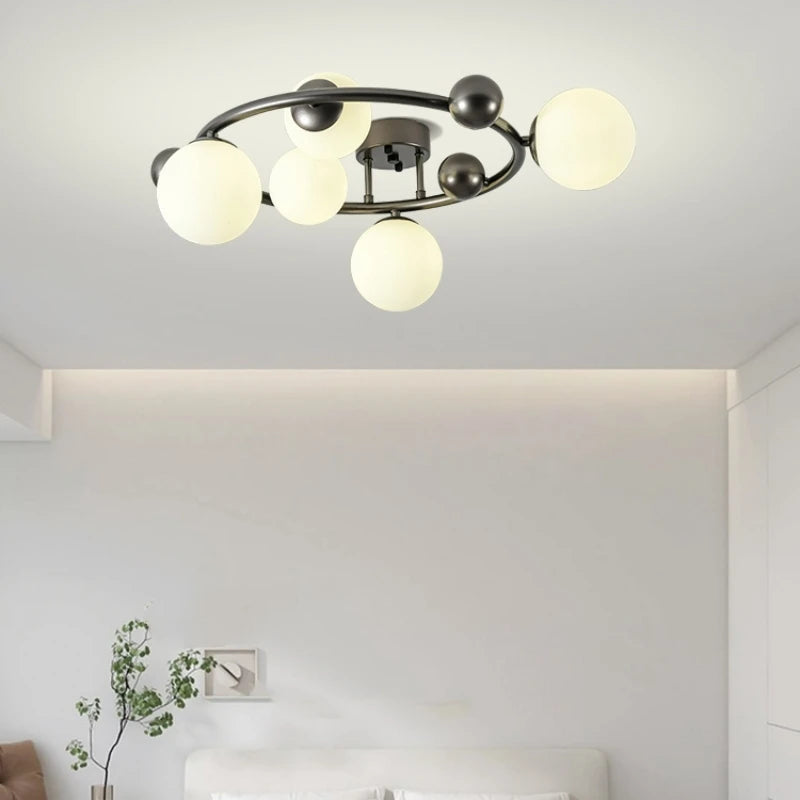 lustre moderne en métal et verre pour intérieur avec fil réglable - vue 4 sur 13