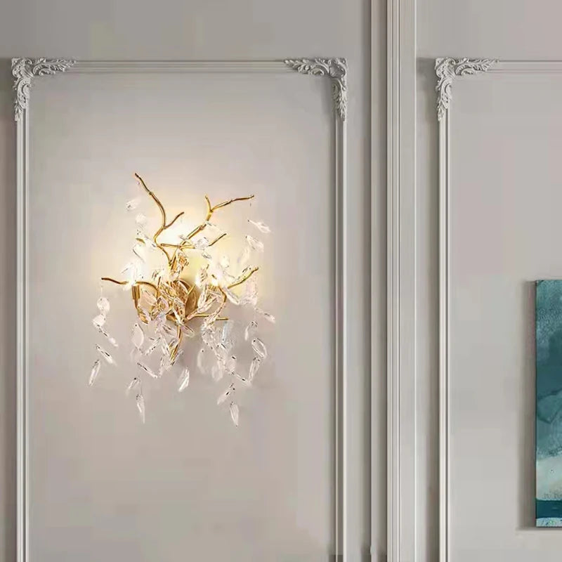 Applique murale led moderne en cristal et aluminium doré art déco - vue 1 sur 21