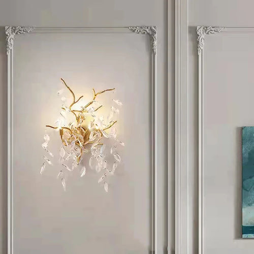 applique murale moderne en cristal et aluminium doré - vue 2 sur 21