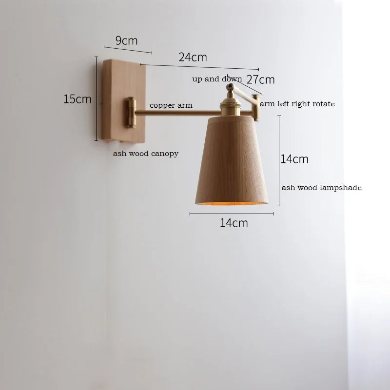 Applique murale LED en bois de frêne et de noyer - vue 9 sur 23