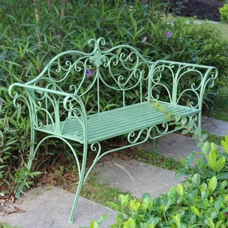banc de jardin fer forgé table et chaises extérieur - vue 12 sur 14