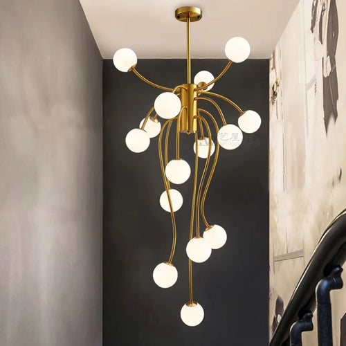 Nordic home decoration, stair chandelier, living room and dining room Pendant lights, ceiling light, indoor lighting - vue 3 sur 8