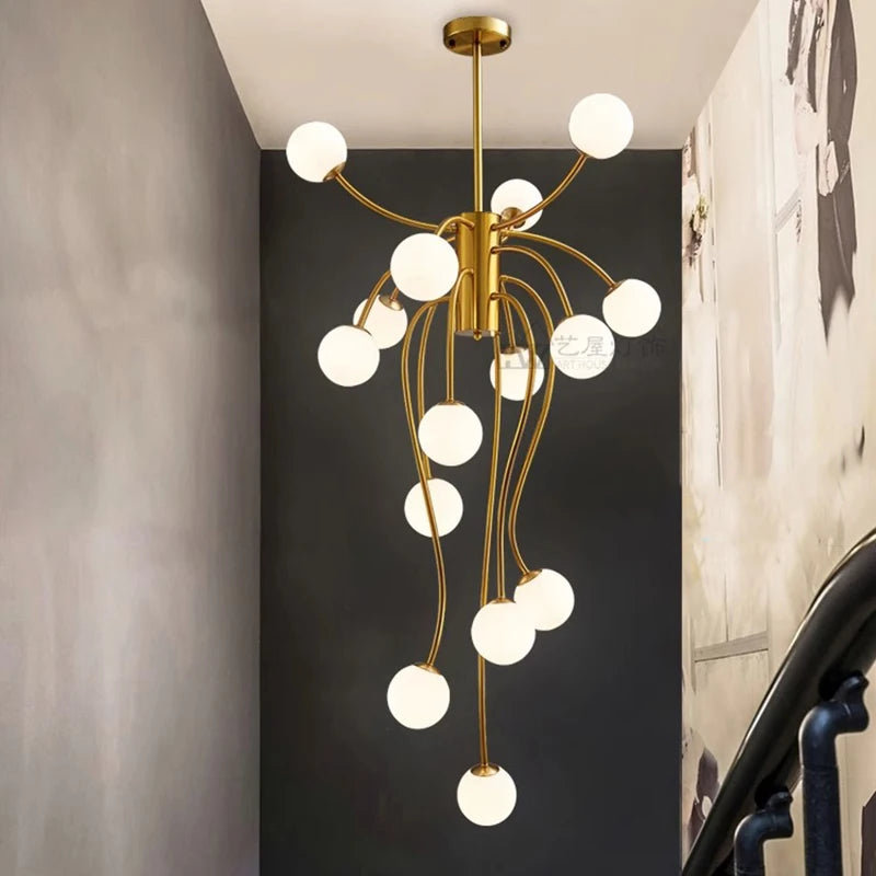 Nordic home decoration, stair chandelier, living room and dining room Pendant lights, ceiling light, indoor lighting - vue 2 sur 8