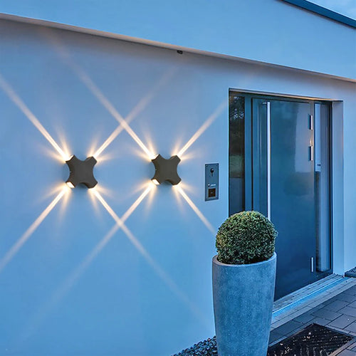 Moderne Simple 12W croix étoile lumière extérieure étanche applique murale LED décor porte d'entrée appliques jardin porche applique murale IP65 - vue 3 sur 7