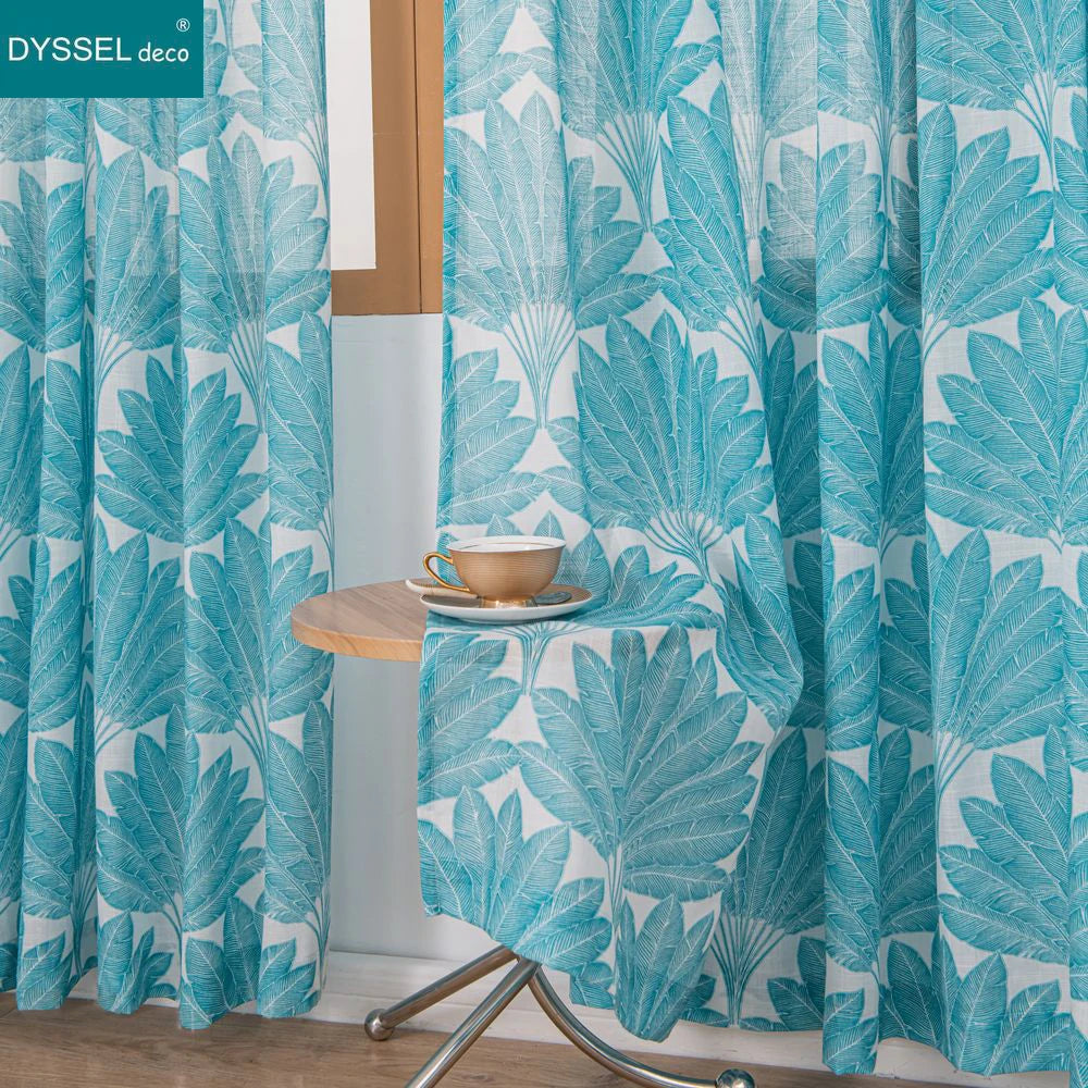 Rideau motif feuilles style moderne pour salon chambre - vue 3 sur 8