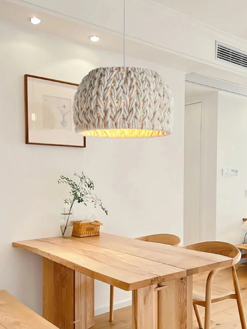 lustre nordique en corde tissée à la main pour éclairage intérieur - vue 2 sur 7