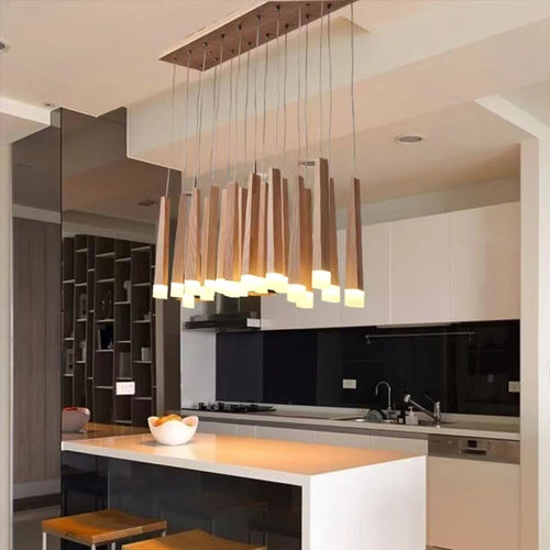 lustre suspendu moderne en bois pour tous les espaces - vue 3 sur 14
