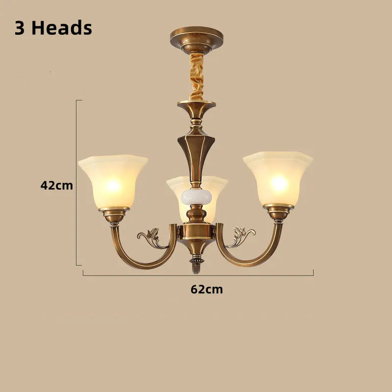 lustre vintage en cuivre avec abat-jour en verre dépoli - vue 17 sur 20
