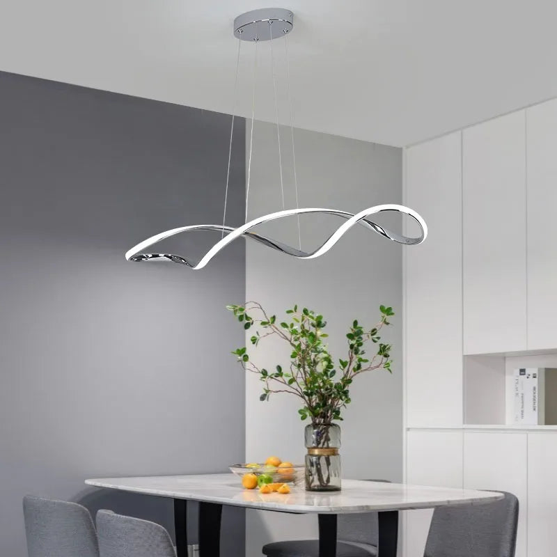 Lustre LED modernes pour salle à manger salon chambre L92cm Or / Chrome / Noir Télécommande - vue 3 sur 9