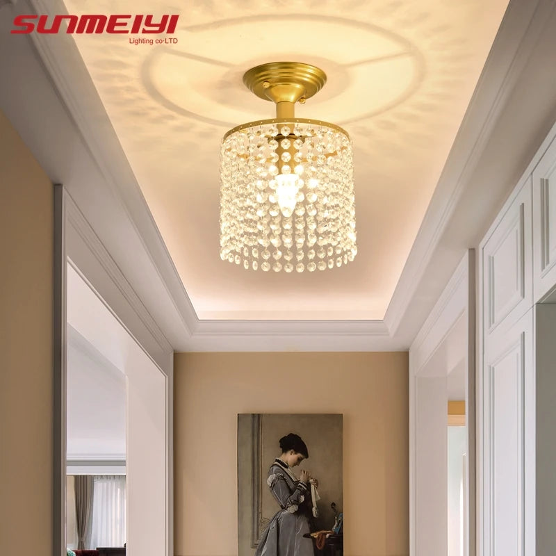 plafonnier led en cristal doré pour décoration intérieure - vue 5 sur 7