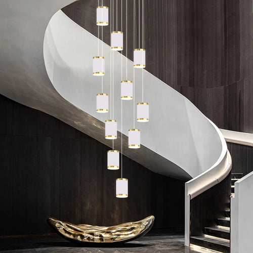 lustre moderne led pour escalier et intérieur contemporain - vue 3 sur 28