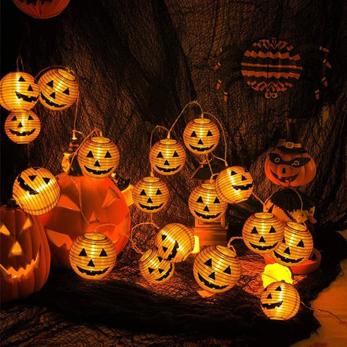 guirlande lumineuse citrouille pour décor halloween en intérieur extérieur - vue 7 sur 7