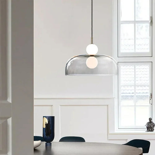 Nordic Glass Chandelier Double Balls Pendant Light Suspension Hanging Lamp for Kitchen Dining Room - vue 3 sur 8