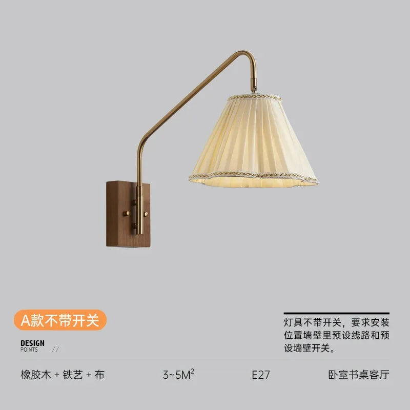 Retro Bedroom Wall Lamp, Nordic Nostalgic Wooden Homestay, Living Room, Dining Room, Study, Bedside Decoration, LED Wall Lamp