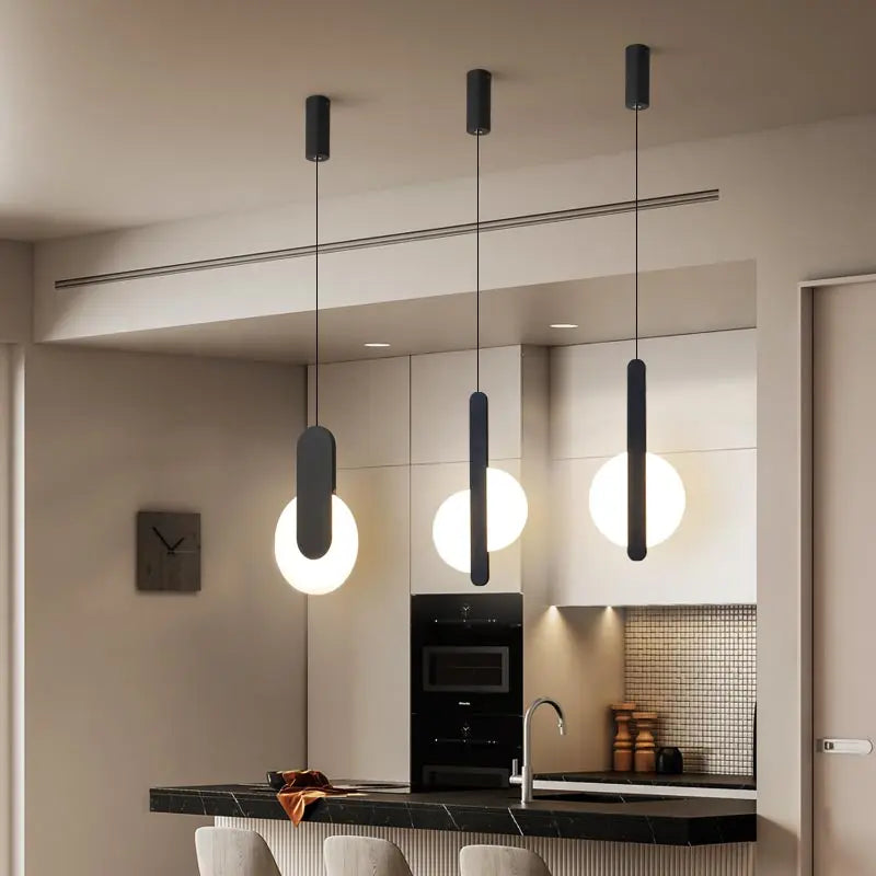 suspension led modernes avec appliques acryliques - vue 4 sur 8