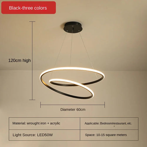 lustre circulaire moderne led éclairage suspendu nordique - vue 11 sur 10