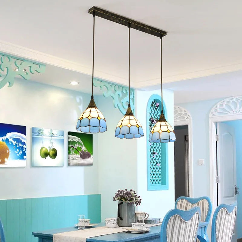 3 Heads Colorful Glass LED Pendant Lamps Light,Bedroom Suspension Hanging Ceiling Lamp - vue 6 sur 30
