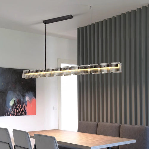 suspension moderne en acier inoxydable avec éclairage led élégant - vue 5 sur 9