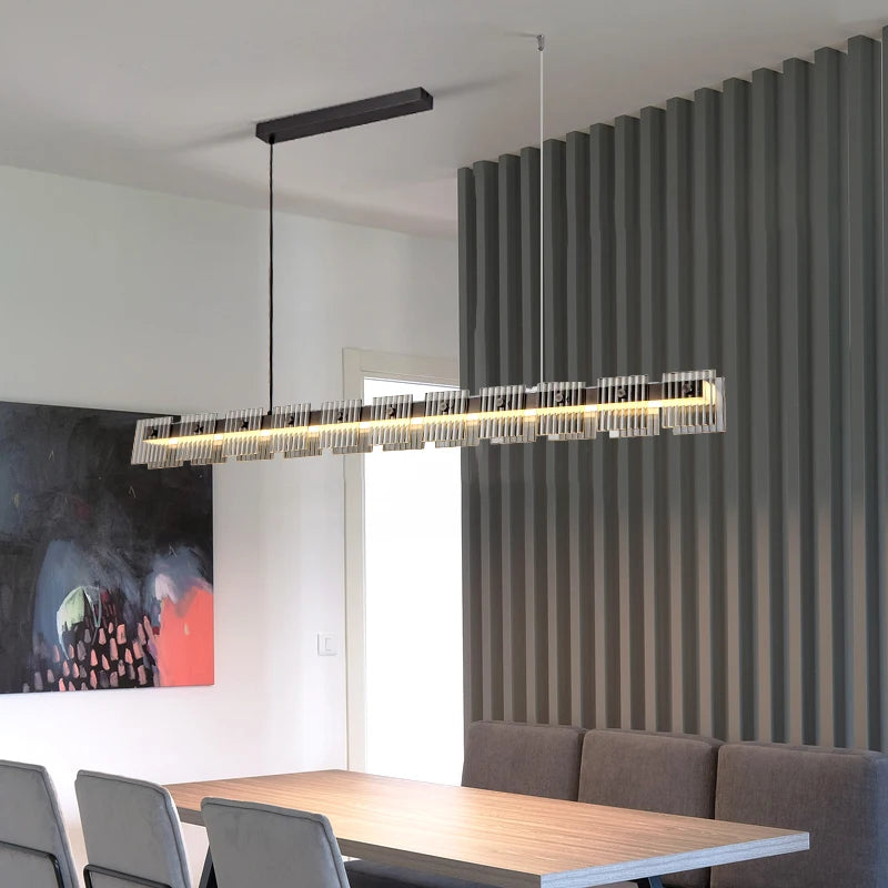 suspension moderne en acier inoxydable avec éclairage led élégant - vue 4 sur 9