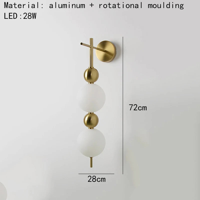 applique murale led en métal avec boule acrylique design et gradation variable - vue 8 sur 9
