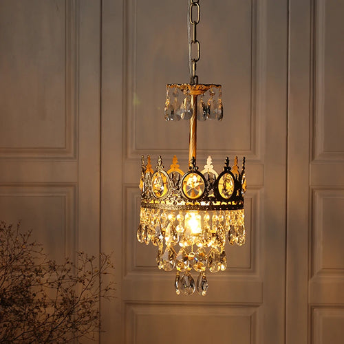 lustre rétro en cristal pour éclairage intérieur décoratif - vue 6 sur 14