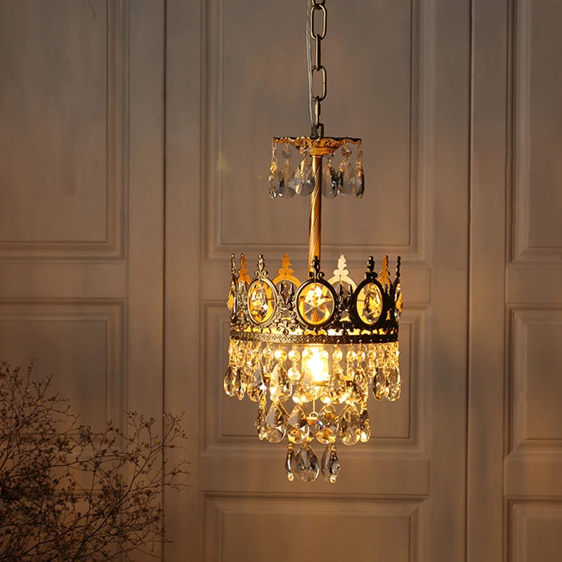 lustre rétro en cristal pour éclairage intérieur décoratif - vue 5 sur 14