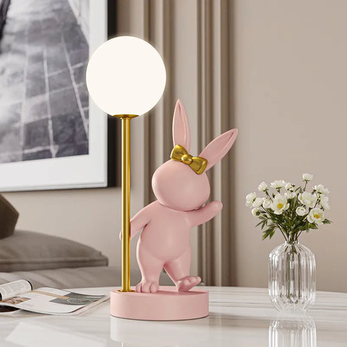 Lampe de Table en forme de lapin rose nordique - vue 5 sur 16