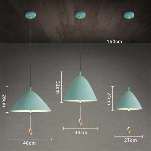 Denmark Designer Pendant Lamp Macaron Suspension Dinning Room Bedroom Ceiling Hanging Pull Switch Light Fixtures - vue 6 sur 10