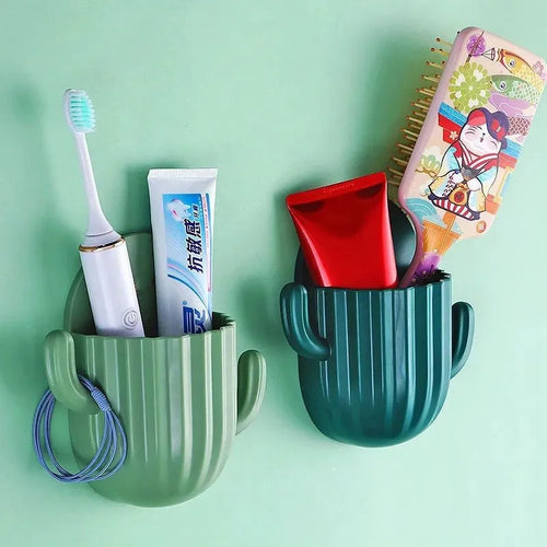 support mural auto-adhésif pour rangement de brosse et dentifrice cactus - vue 4 sur 10