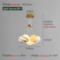 lustre nordique planète lune design bulle led décoration maison