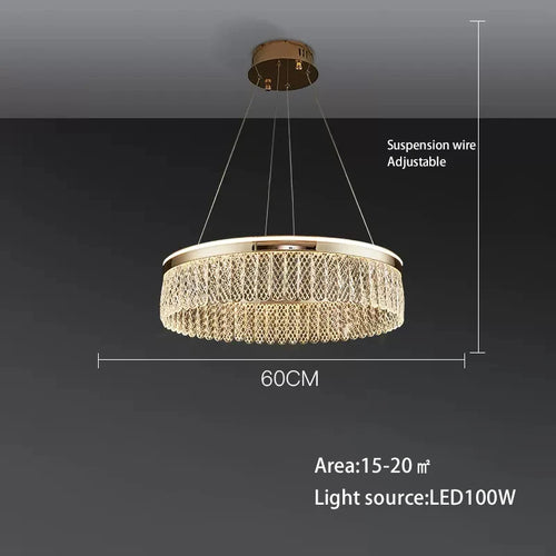 lustre sandyha moderne créatif anneau de luxe en cristal - vue 9 sur 11
