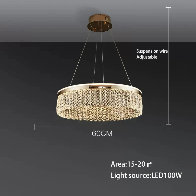 lustre sandyha moderne créatif anneau de luxe en cristal - vue 8 sur 11