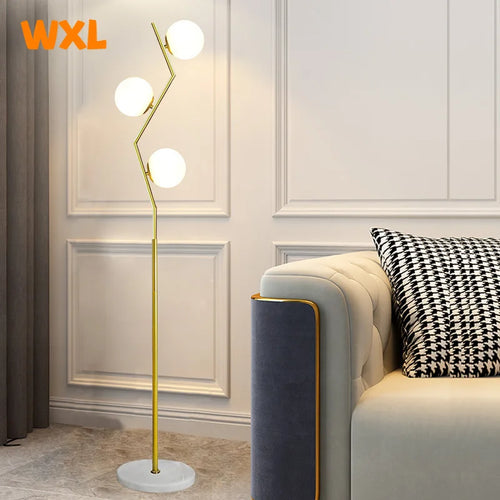 lampadaire led moderne en fer et verre nordique pour décoration intérieure - vue 3 sur 8