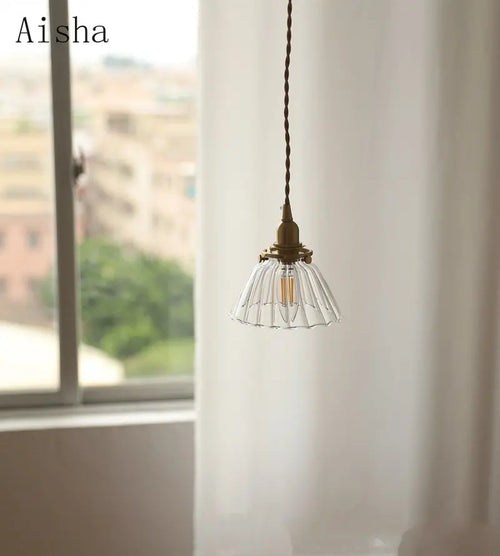 suspension en verre rétro en laiton pour intérieur créatif et simple - vue 3 sur 10