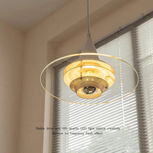lustre bauhaus en verre clair suspendu pour restaurant - vue 3 sur 10